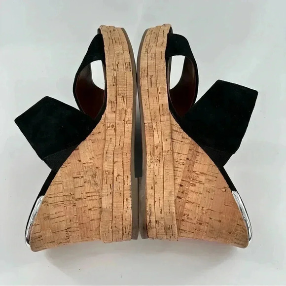 Franco Sarto womens size 8 38 black suede chunky platform slides - Picture 5 of 12